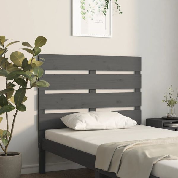 vidaXL T&ecirc;te de lit Gris 100x3x80 cm Bois massif de pin