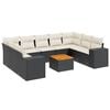 vidaXL Salon de jardin 10 pcs avec coussins noir r&eacute;sine tress&eacute;e