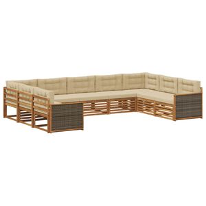 vidaXL Ensemble de canap&eacute;s d'ext&eacute;rieur 9 pcs Naturel et Beige