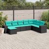 vidaXL Salon de jardin 8 pcs avec coussins noir r&eacute;sine tress&eacute;e