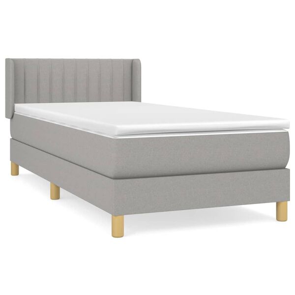 vidaXL Sommier &agrave; lattes de lit avec matelas Gris clair 80x200 cm Tissu