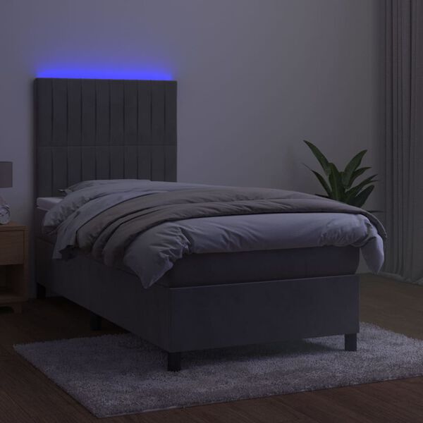 vidaXL Sommier &agrave; lattes de lit matelas LED Gris clair 80x200cm Velours