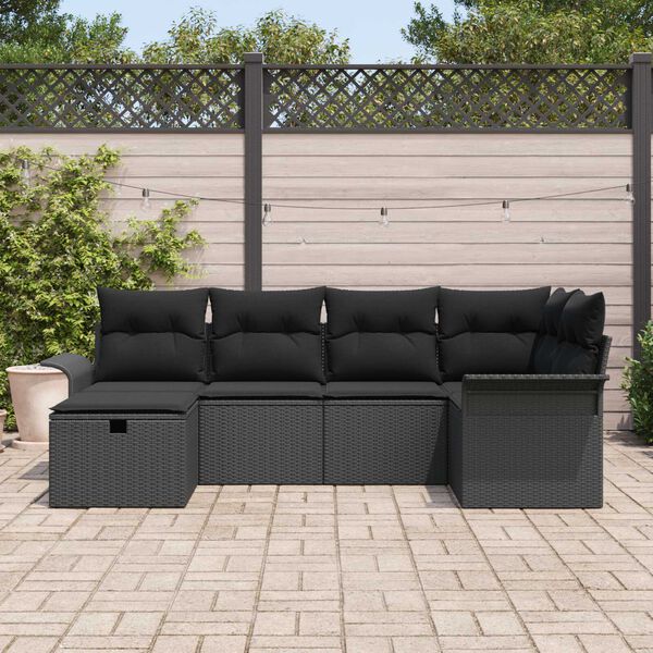 vidaXL Ensemble de canap&eacute; de jardin avec coussin 6 pcs Poly rotin