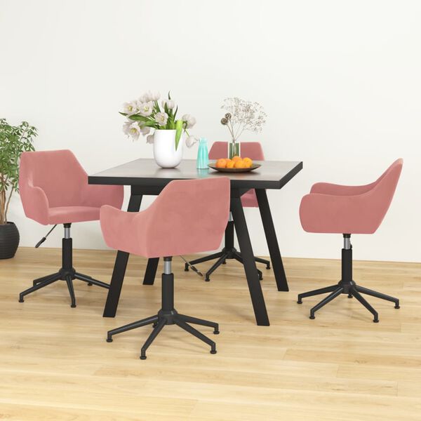 vidaXL Chaises pivotantes &agrave; manger lot de 4 rose velours