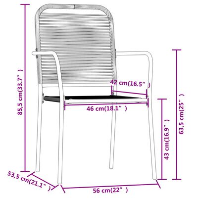 vidaXL Ensemble à manger de jardin 7 pcs Noir