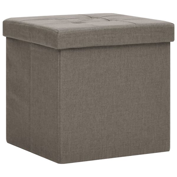 vidaXL Tabourets de rangement pliables lot de 2 taupe faux lin