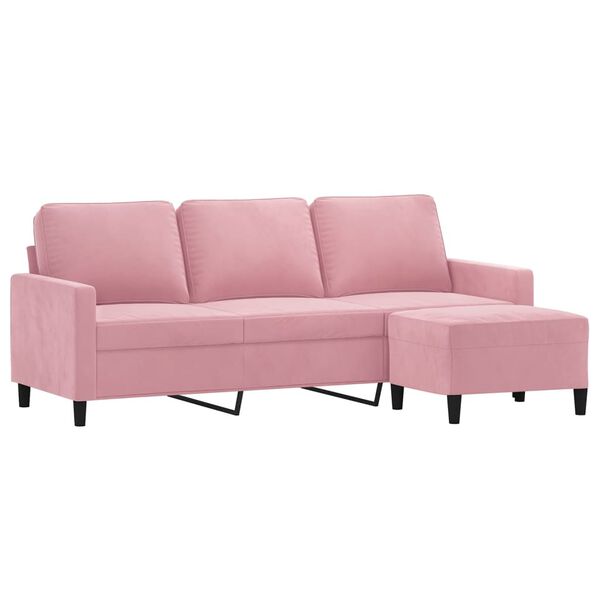 vidaXL Canap&eacute; &agrave; 3 places avec repose-pieds Rose 180 cm Velours