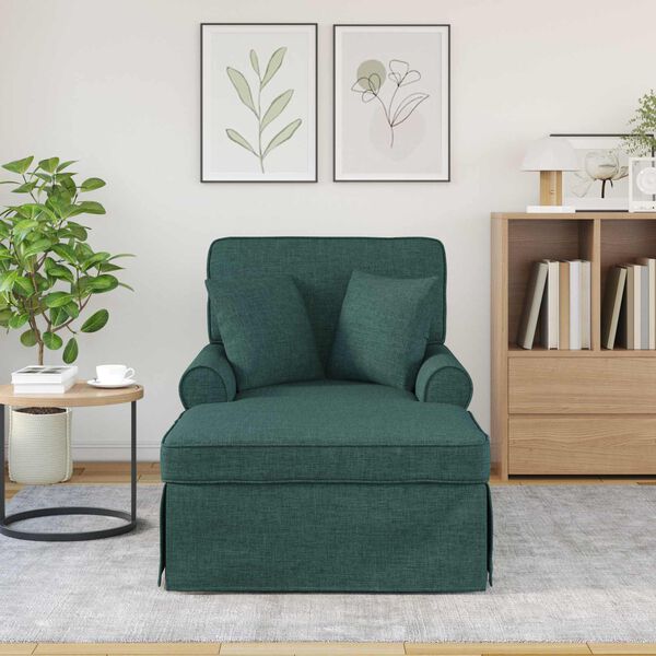 vidaXL Chaise lounge avec jupe Vert fonc&eacute; 91 x 157 x 91 cm tissu