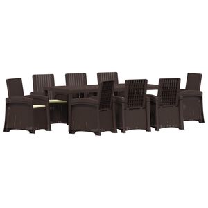 vidaXL Ensemble de salle &agrave; manger pour jardin 9 pc Marron et cr&egrave;me PP