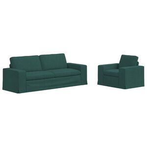 vidaXL Ensemble de Canap&eacute;s 2 pcs Vert fonc&eacute; 222 x 80 x 82 cm tissu