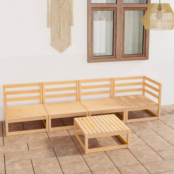 vidaXL Salon de jardin 5 pcs bois de pin massif