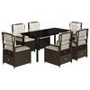 vidaXL Ensemble &agrave; manger de jardin et coussins 7 pcs marron rotin