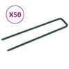 vidaXL Clous pour gazon artificiel 50 pcs Forme de U Fer