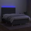 vidaXL Sommier &agrave; lattes de lit et matelas et LED Gris fonc&eacute; 140x190 cm