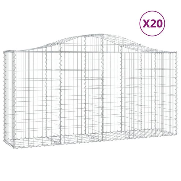vidaXL Paniers &agrave; gabions arqu&eacute;s 20 pcs 200x50x100/120 cm fer galvanis&eacute;