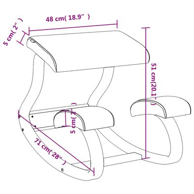 vidaXL Chaise assis-genoux noir 48x71x51 cm contreplaqué de bouleau