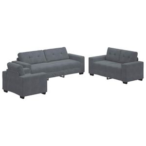 vidaXL Ensemble de Canap&eacute;s 3 pc Gris fonc&eacute; Velours