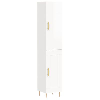 vidaXL Buffet haut Blanc brillant 34,5x34x180 cm Bois d'ingénierie