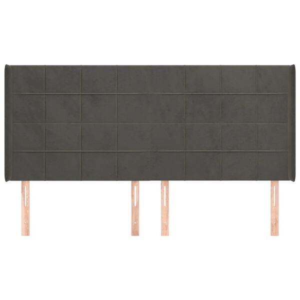 vidaXL T&ecirc;te de lit avec oreilles Gris fonc&eacute; 203x16x118/128 cm Velours