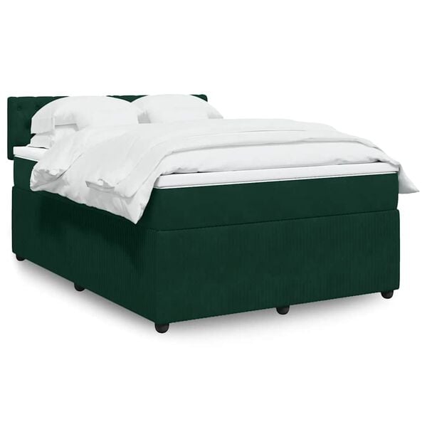 vidaXL Sommier &agrave; lattes de lit et matelas Vert fonc&eacute; 140x190cm Velours