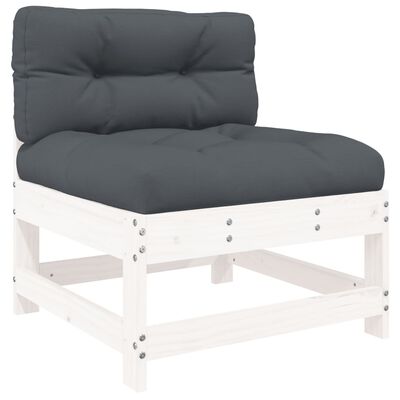 vidaXL Salon de jardin 6 pcs avec coussins blanc bois massif