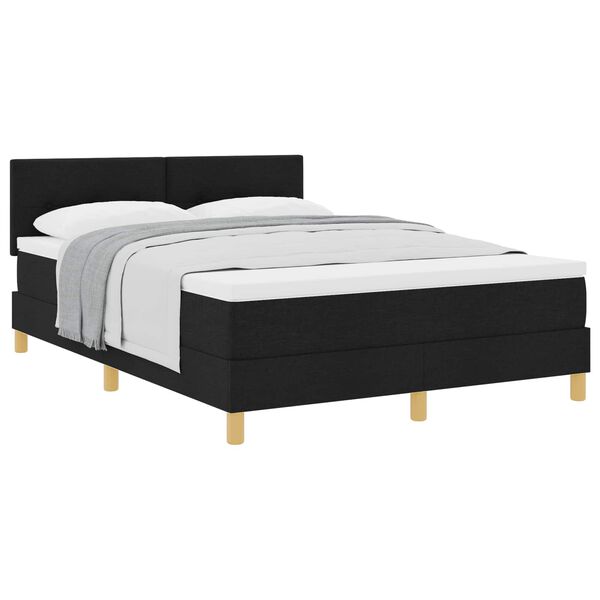 vidaXL Lit &agrave; ressorts avec matelas Noir 160 x 200 cm tissu