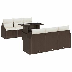 vidaXL Ensemble de canap&eacute; de jardin 7 pc Marron et Cr&egrave;me polyrotin