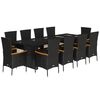 vidaXL Ensemble &agrave; manger de jardin 11 pcs coussins noir r&eacute;sine tress&eacute;e
