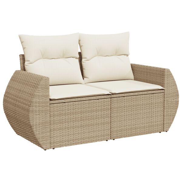 vidaXL Salon de jardin avec coussins 9 pcs beige r&eacute;sine tress&eacute;e