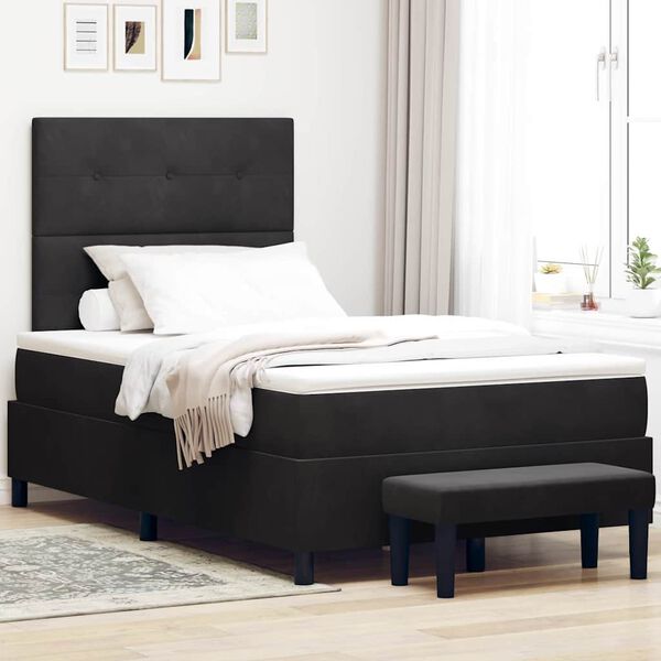 vidaXL Lit &agrave; ressorts avec matelas Noir 120 x 190 cm Velours