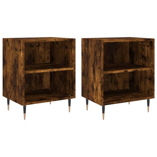vidaXL Tables de chevet 2 pcs ch&ecirc;ne fum&eacute; 40x30x50 cm bois d'ing&eacute;nierie