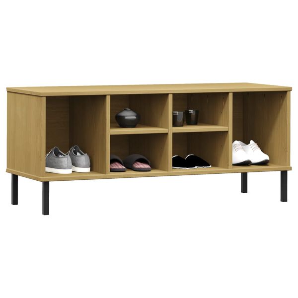 vidaXL &Eacute;tag&egrave;re &agrave; chaussures pieds en m&eacute;tal Brun 106x35x45 cm Bois OSLO