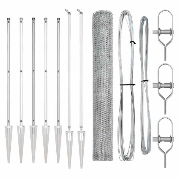 vidaXL Poteau de cl&ocirc;ture. Argent&eacute; 10 x 1,4 m (treillis de 13 mm) Acier
