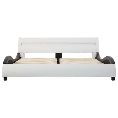 vidaXL Cadre de lit avec LED Blanc et noir Similicuir 160 x 200 cm