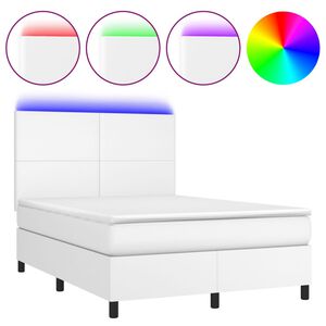 vidaXL Sommier &agrave; lattes de lit avec matelas et LED Blanc 140x200 cm