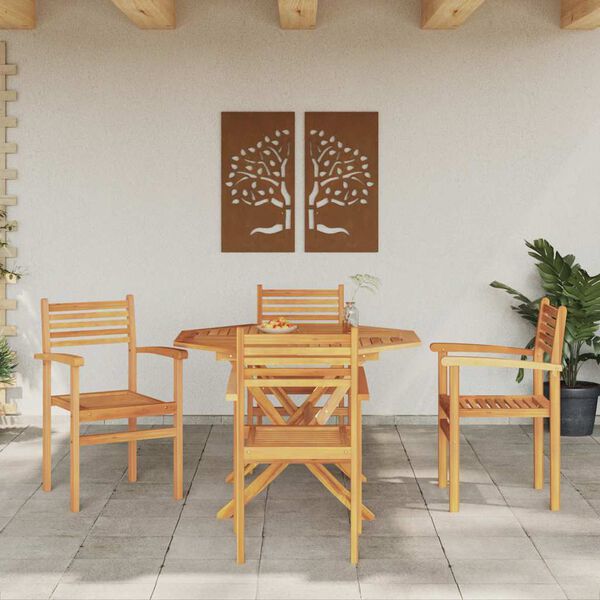 vidaXL Chaises empilables de jardin 4 pcs Marron 55,5 x 55,5 x 90 cm
