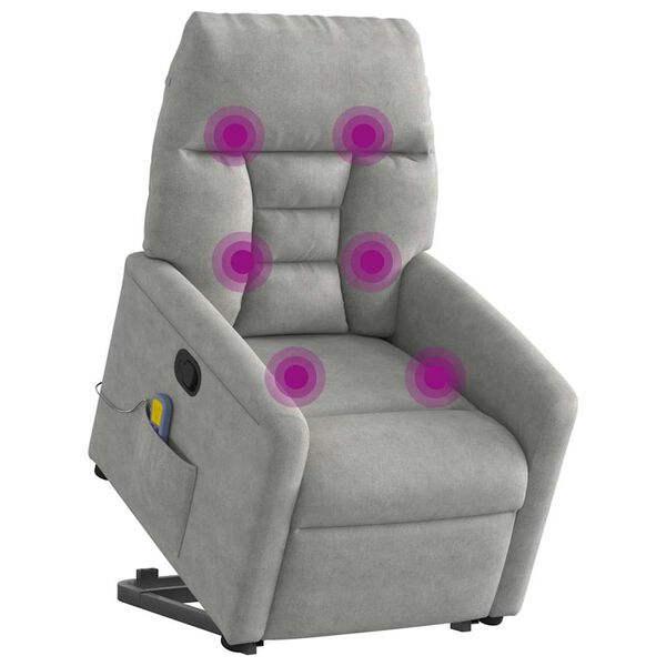 vidaXL Fauteuil inclinable de massage gris clair tissu microfibre