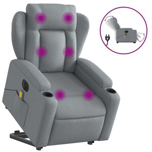 vidaXL Fauteuil inclinable de massage &eacute;lectrique Gris clair Tissu