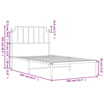 vidaXL Cadre de lit métal sans matelas et tête de lit blanc 100x200 cm