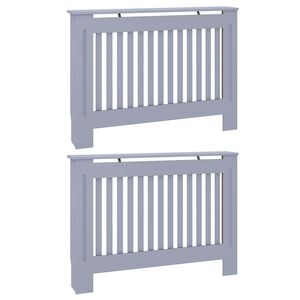 vidaXL Cache-Radiateur 2 pc Gris 112 x 19 x 81,5 cm Bois d'ing&eacute;nierie
