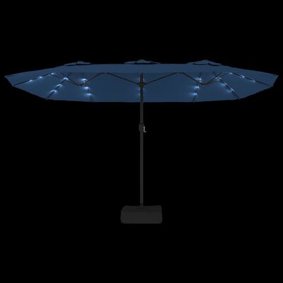 vidaXL Parasol de jardin à double tête avec LED bleu azuré 449x245 cm