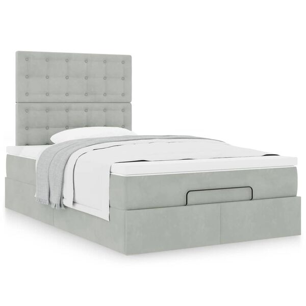 vidaXL Cadre de lit ottoman et matelas gris clair 120x200 cm velours