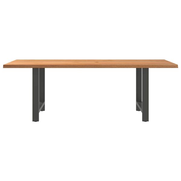 vidaXL Table &agrave; manger marron clair bois de ch&ecirc;ne massif rectangulaire