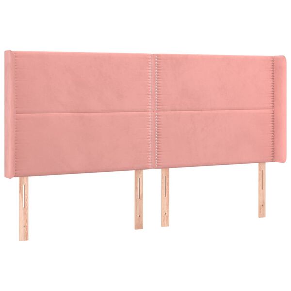 vidaXL T&ecirc;te de lit avec oreilles Rose 183x16x118/128 cm Velours