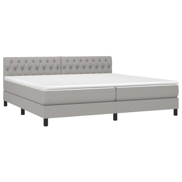 vidaXL Sommier &agrave; lattes de lit avec matelas Gris clair 200x200cm Tissu