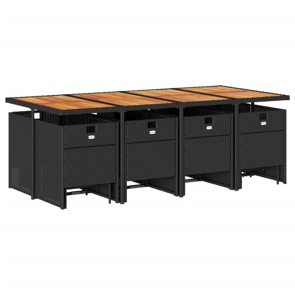 vidaXL Ensemble &agrave; manger de jardin 13 pcs coussins noir r&eacute;sine tress&eacute;e