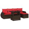 vidaXL Ensemble de canap&eacute; de jardin 6 pcs avec coussins marron