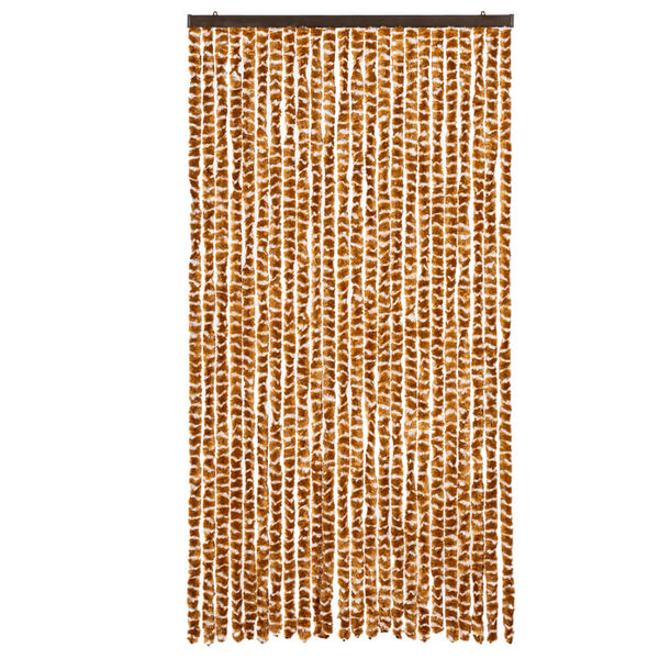 vidaXL Rideau anti-mouches ocre et blanc 100x200 cm chenille