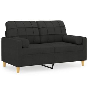 vidaXL Canap&eacute; 2 places avec oreillers d&eacute;coratifs noir 120 cm tissu