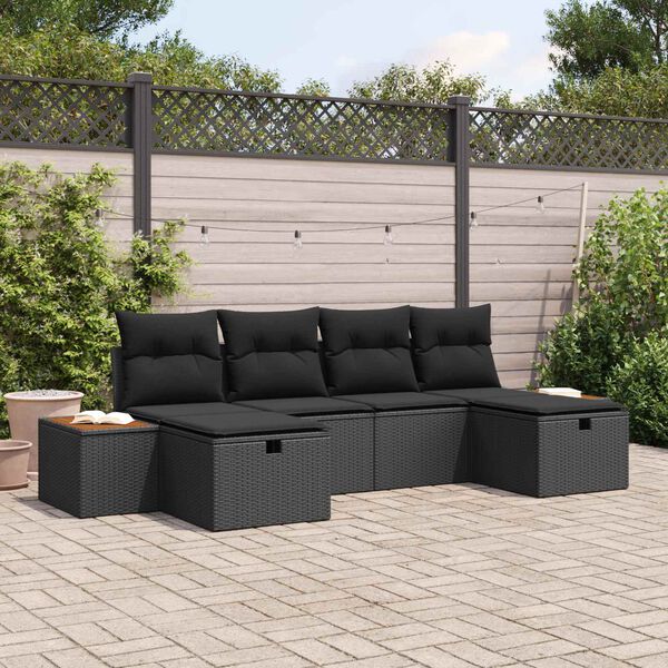 vidaXL Ensemble de canap&eacute; de jardin 6 pcs Noir 55 x 62 x 69 cm
